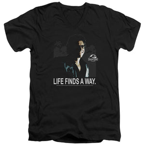 AN OFFCIALLY LICENSED JURASSIC PARK LIFE FINDS A WAY MEN'S V-NECK T-SHIRT BLACK