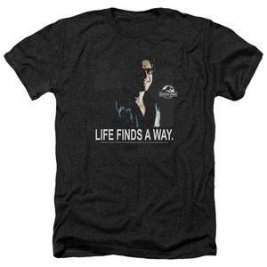 AN OFFCIALLY LICENSED JURASSIC PARK LIFE FINDS A WAY MEN'S HEATHER T-SHIRT CHARCOAL