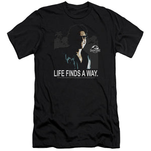 AN OFFCIALLY LICENSED JURASSIC PARK LIFE FINDS A WAY MEN'S PREMIUM SLIM FIT T-SHIRT BLACK