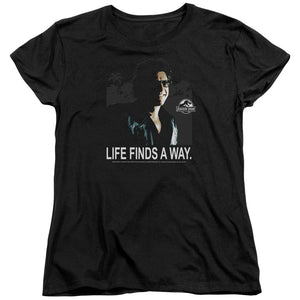 AN OFFCIALLY LICENSED JURASSIC PARK LIFE FINDS A WAY WOMEN'S REGULAR FIT T-SHIRT BLACK