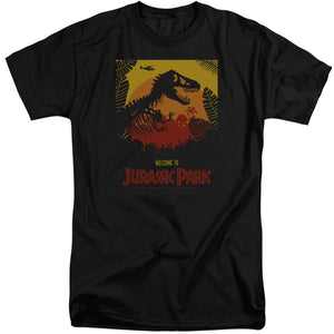 AN OFFCIALLY LICENSED JURASSIC PARK WELCOME TO JP MEN'S TALL FIT T-SHIRT BLACK