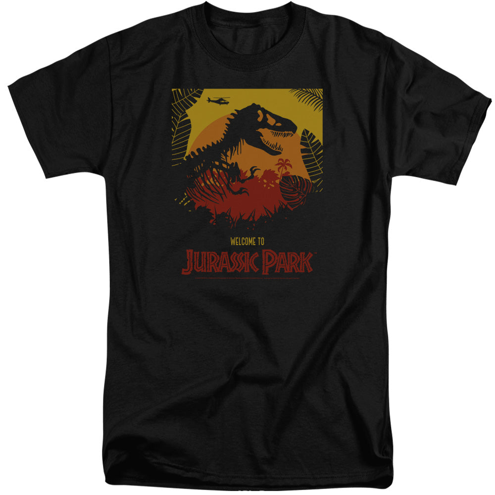 AN OFFCIALLY LICENSED JURASSIC PARK WELCOME TO JP MEN'S TALL FIT T-SHIRT BLACK