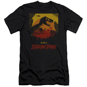 AN OFFCIALLY LICENSED JURASSIC PARK WELCOME TO JP MEN'S PREMIUM SLIM FIT T-SHIRT BLACK