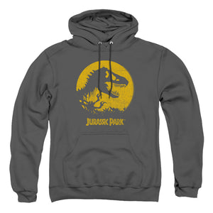 AN OFFCIALLY LICENSED JURASSIC PARK T REX SPHERE ADULT UNISEX PULLOVER HOODIE CHARCOAL