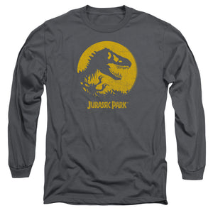 AN OFFCIALLY LICENSED JURASSIC PARK T REX SPHERE MEN'S LONG SLEEVE T-SHIRT CHARCOAL
