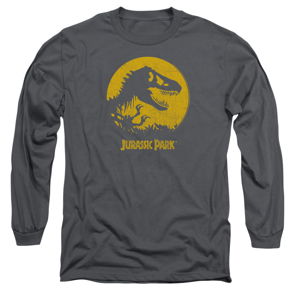 AN OFFCIALLY LICENSED JURASSIC PARK T REX SPHERE MEN'S LONG SLEEVE T-SHIRT CHARCOAL