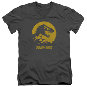 AN OFFCIALLY LICENSED JURASSIC PARK T REX SPHERE MEN'S V-NECK T-SHIRT CHARCOAL
