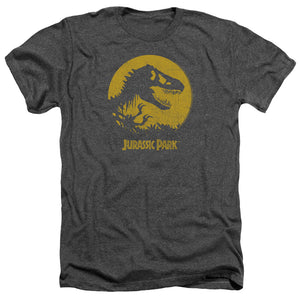 AN OFFCIALLY LICENSED JURASSIC PARK T REX SPHERE MEN'S HEATHER T-SHIRT CHARCOAL