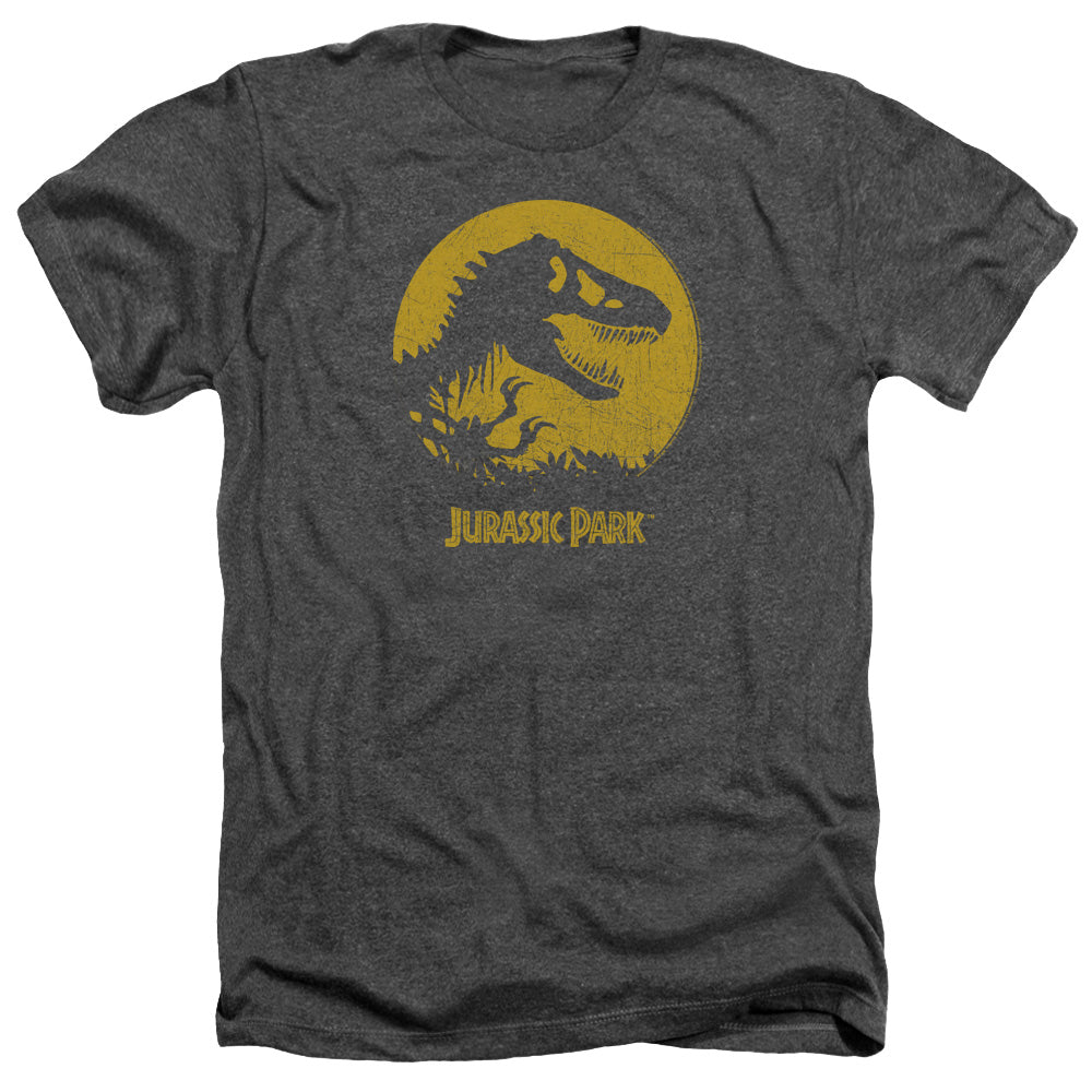 AN OFFCIALLY LICENSED JURASSIC PARK T REX SPHERE MEN'S HEATHER T-SHIRT CHARCOAL