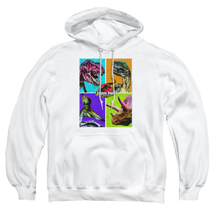 AN OFFCIALLY LICENSED JURASSIC PARK PREHISTORIC BLOCK ADULT UNISEX PULLOVER HOODIE WHITE