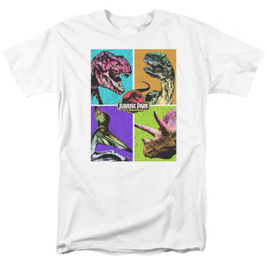 AN OFFCIALLY LICENSED JURASSIC PARK PREHISTORIC BLOCK MEN'S REGULAR FIT T-SHIRT WHITE