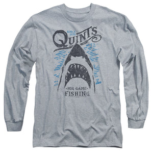 AN OFFCIALLY LICENSED JAWS BIG GAME FISHING MEN'S LONG SLEEVE T-SHIRT ATHLETIC HEATHER