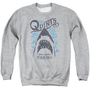 AN OFFCIALLY LICENSED JAWS BIG GAME FISHING ADULT UNISEX CREWNECK SWEATSHIRT ATHLETIC HEATHER