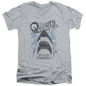 AN OFFCIALLY LICENSED JAWS BIG GAME FISHING MEN'S V-NECK T-SHIRT ATHLETIC HEATHER