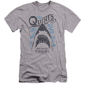 AN OFFCIALLY LICENSED JAWS BIG GAME FISHING MEN'S PREMIUM SLIM FIT T-SHIRT ATHLETIC HEATHER