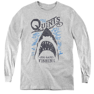AN OFFCIALLY LICENSED JAWS BIG GAME FISHING YOUTH LONG SLEEVE T-SHIRT ATHLETIC HEATHER