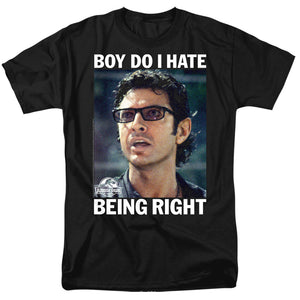 AN OFFCIALLY LICENSED JURASSIC PARK IAN MALCOLM BEING RIGHT MEN'S REGULAR FIT T-SHIRT BLACK