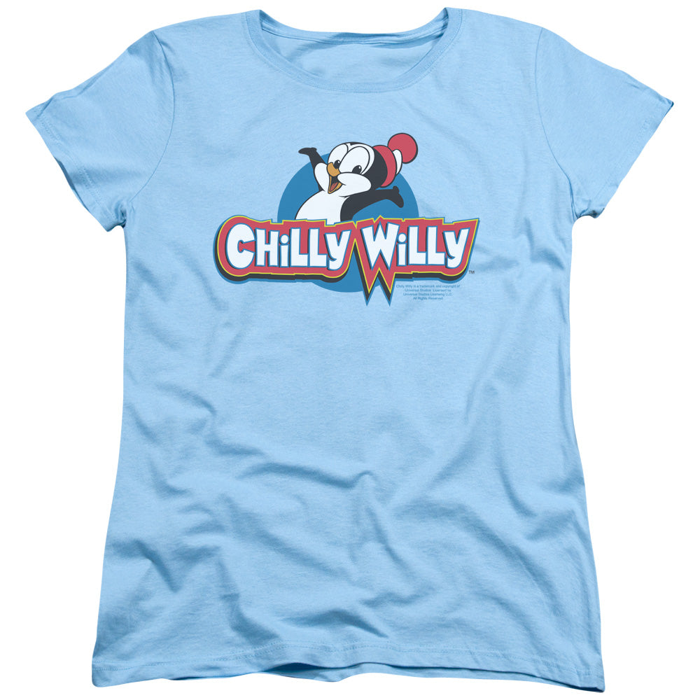 AN OFFCIALLY LICENSED CHILLY WILLY LOGO WOMEN'S REGULAR FIT T-SHIRT LIGHT BLUE