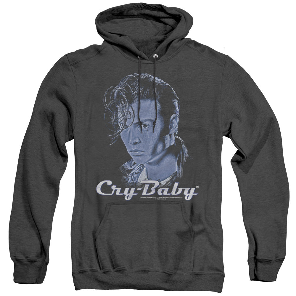 AN OFFCIALLY LICENSED CRY BABY KING CRY BABY ADULT UNISEX HEATHER PULLOVER HOODIE BLACK