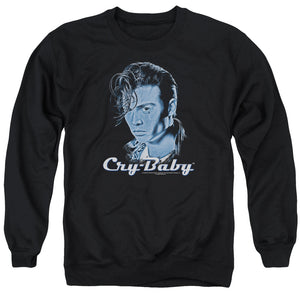 AN OFFCIALLY LICENSED CRY BABY KING CRY BABY ADULT UNISEX CREWNECK SWEATSHIRT BLACK