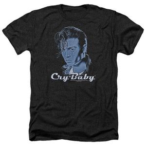 AN OFFCIALLY LICENSED CRY BABY KING CRY BABY MEN'S HEATHER T-SHIRT CHARCOAL