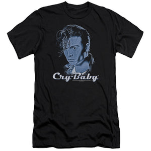 AN OFFCIALLY LICENSED CRY BABY KING CRY BABY MEN'S PREMIUM SLIM FIT T-SHIRT BLACK