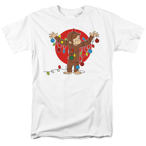 AN OFFCIALLY LICENSED CURIOUS GEORGE LIGHTS MEN'S REGULAR FIT T-SHIRT WHITE