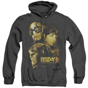 AN OFFCIALLY LICENSED HELLBOY II UNGODLY CREATURES ADULT UNISEX HEATHER PULLOVER HOODIE BLACK