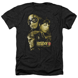 AN OFFCIALLY LICENSED HELLBOY II UNGODLY CREATURES MEN'S HEATHER T-SHIRT CHARCOAL