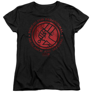 AN OFFCIALLY LICENSED HELLBOY II BPRD LOGO WOMEN'S REGULAR FIT T-SHIRT BLACK