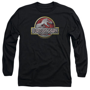 AN OFFCIALLY LICENSED JURASSIC PARK LOGO MEN'S LONG SLEEVE T-SHIRT BLACK