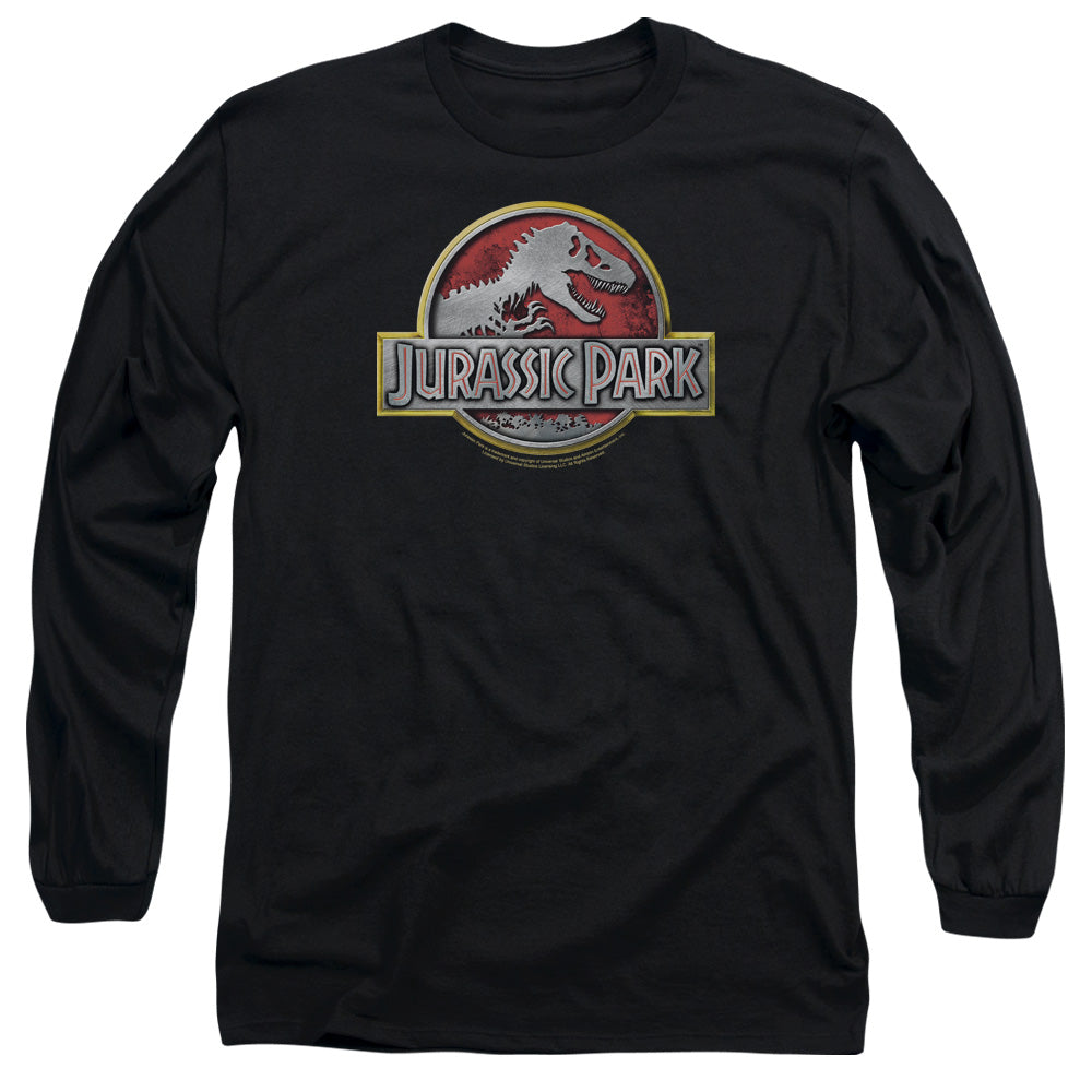 AN OFFCIALLY LICENSED JURASSIC PARK LOGO MEN'S LONG SLEEVE T-SHIRT BLACK