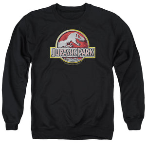 AN OFFCIALLY LICENSED JURASSIC PARK LOGO ADULT UNISEX CREWNECK SWEATSHIRT BLACK