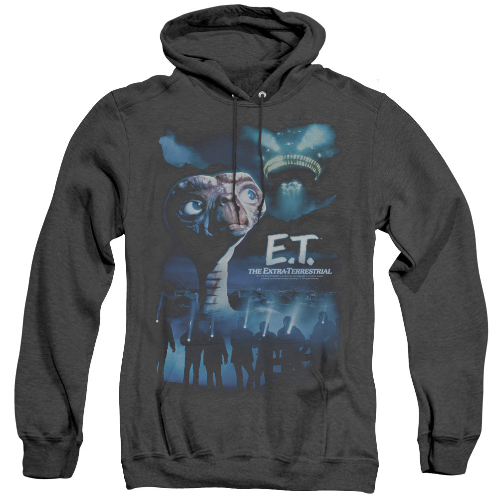 AN OFFCIALLY LICENSED ET GOING HOME ADULT UNISEX HEATHER PULLOVER HOODIE BLACK