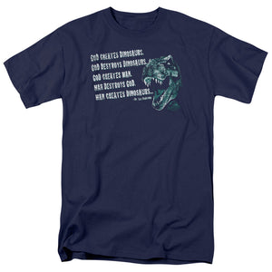 AN OFFCIALLY LICENSED JURASSIC PARK GOD CREATES DINOSAURS MEN'S REGULAR FIT T-SHIRT NAVY