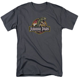 AN OFFCIALLY LICENSED JURASSIC PARK RETRO REX MEN'S REGULAR FIT T-SHIRT CHARCOAL