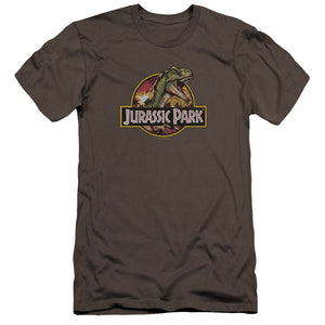 AN OFFCIALLY LICENSED JURASSIC PARK RETRO REX MEN'S PREMIUM SLIM FIT T-SHIRT CHARCOAL