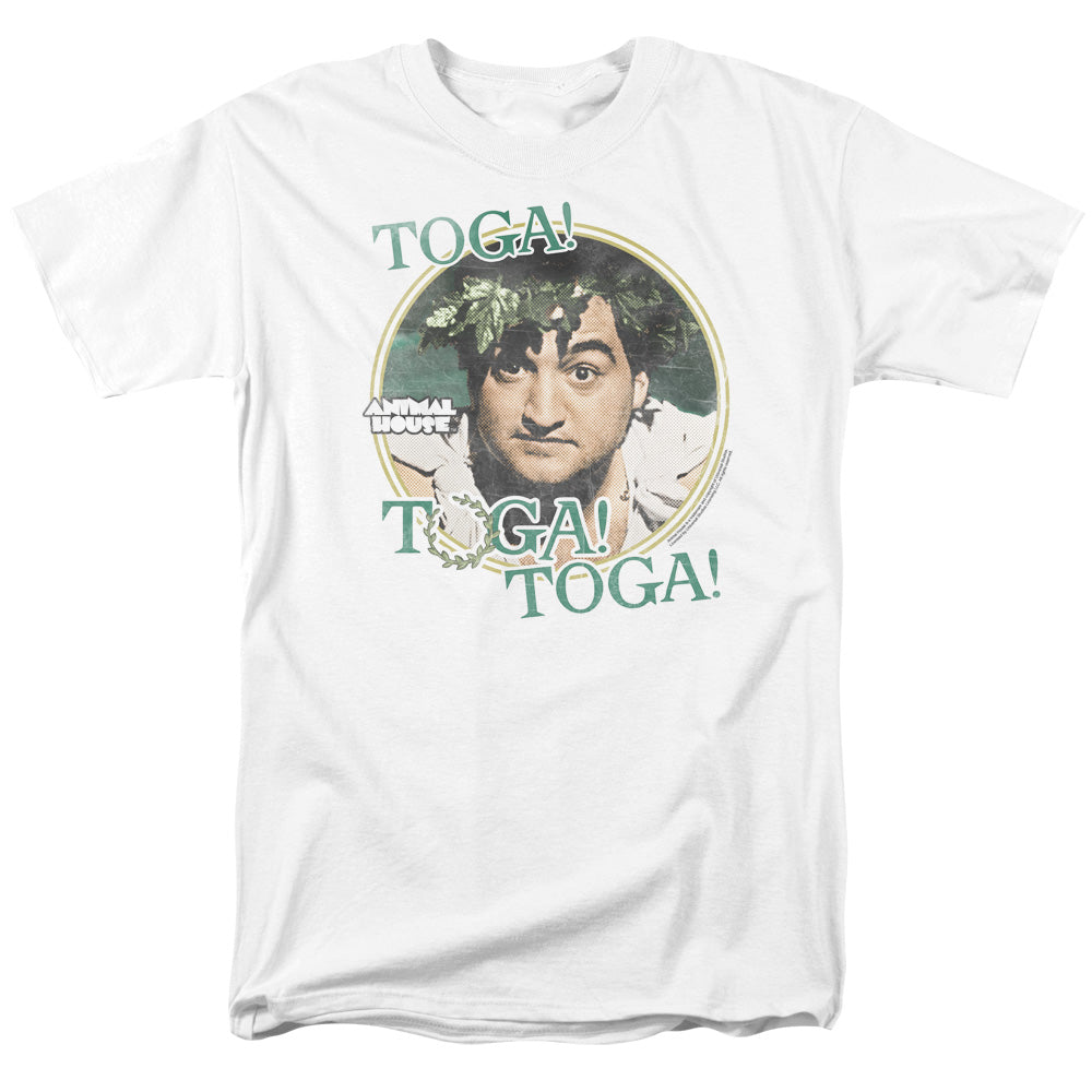 AN OFFCIALLY LICENSED ANIMAL HOUSE TOGA MEN'S REGULAR FIT T-SHIRT WHITE
