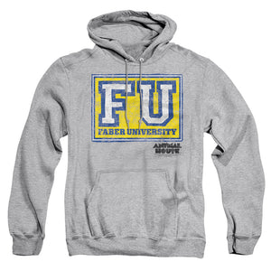 AN OFFCIALLY LICENSED ANIMAL HOUSE FABER UNIVERSITY ADULT UNISEX PULLOVER HOODIE ATHLETIC HEATHER