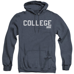 AN OFFCIALLY LICENSED ANIMAL HOUSE COLLEGE ADULT UNISEX HEATHER PULLOVER HOODIE NAVY