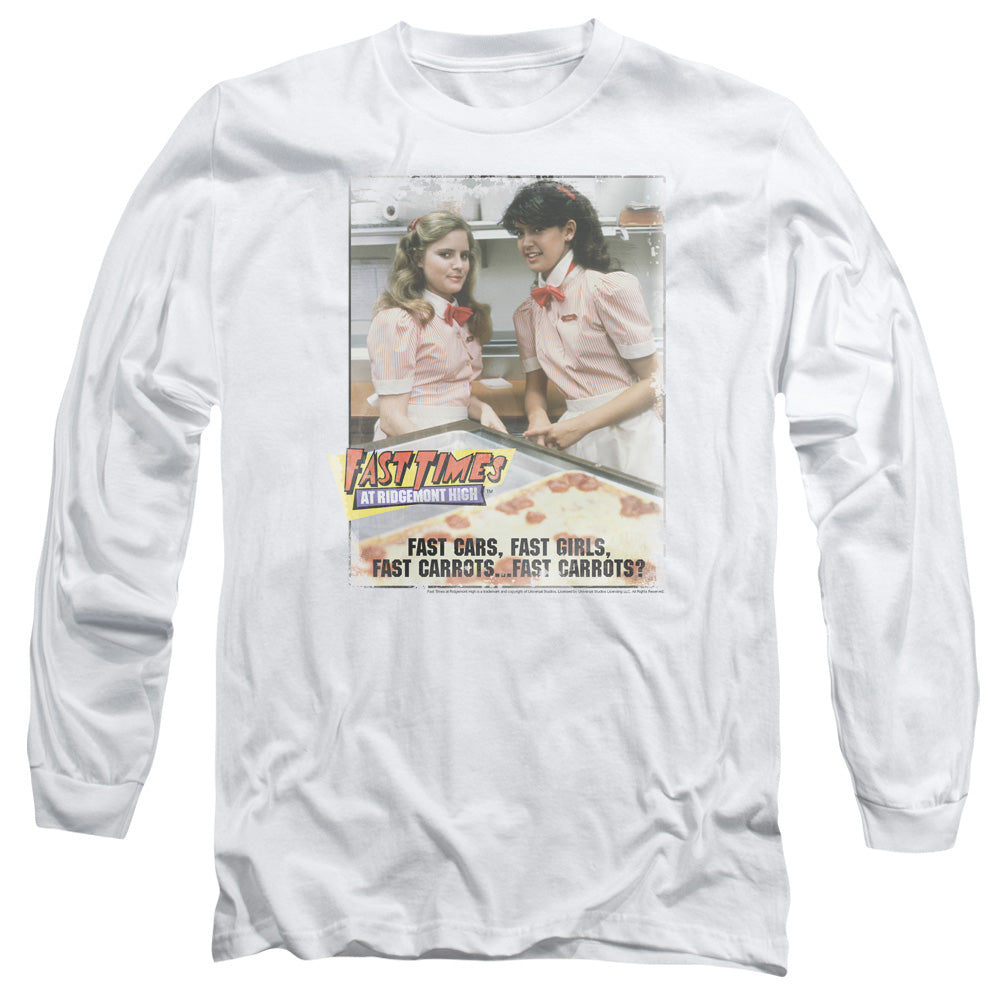 AN OFFCIALLY LICENSED FAST TIMES RIDGEMONT HIGH FAST CARROTS MEN'S LONG SLEEVE T-SHIRT WHITE