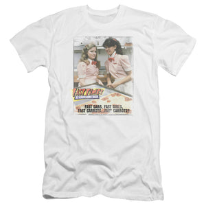 AN OFFCIALLY LICENSED FAST TIMES RIDGEMONT HIGH FAST CARROTS MEN'S PREMIUM SLIM FIT T-SHIRT WHITE