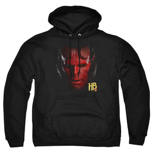 AN OFFCIALLY LICENSED HELLBOY II HELLBOY HEAD ADULT UNISEX PULLOVER HOODIE BLACK