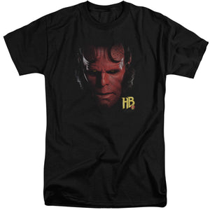 AN OFFCIALLY LICENSED HELLBOY II HELLBOY HEAD MEN'S TALL FIT T-SHIRT BLACK