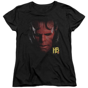AN OFFCIALLY LICENSED HELLBOY II HELLBOY HEAD WOMEN'S REGULAR FIT T-SHIRT BLACK