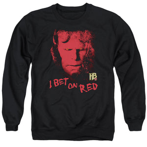 AN OFFCIALLY LICENSED HELLBOY II I BET ON RED ADULT UNISEX CREWNECK SWEATSHIRT BLACK