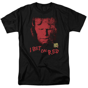 AN OFFCIALLY LICENSED HELLBOY II I BET ON RED MEN'S REGULAR FIT T-SHIRT BLACK