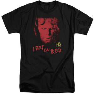 AN OFFCIALLY LICENSED HELLBOY II I BET ON RED MEN'S TALL FIT T-SHIRT BLACK