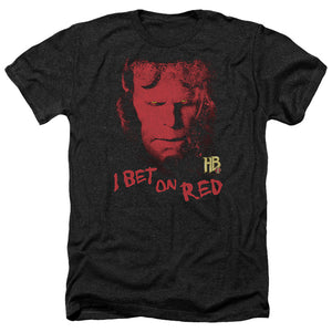 AN OFFCIALLY LICENSED HELLBOY II I BET ON RED MEN'S HEATHER T-SHIRT CHARCOAL