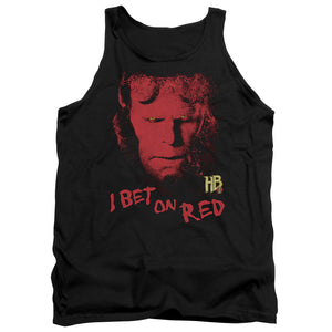 AN OFFCIALLY LICENSED HELLBOY II I BET ON RED ADULT UNISEX TANK TOP BLACK
